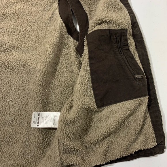 Carhartt Fleece/Sherpa Lined Brown Vest - L - Picture 5 of 8
